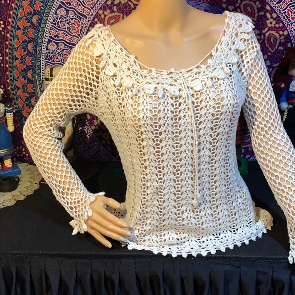 STUNNING 52WEEKENDS CROCHET CREAMY SWEATER